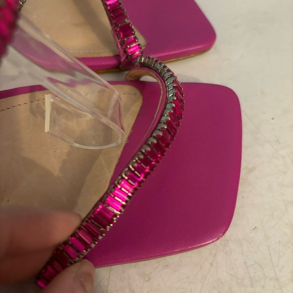 BNWOT Schutz Nellina leather embellished stiletto heels very pink in size 7 - Picture 6 of 12